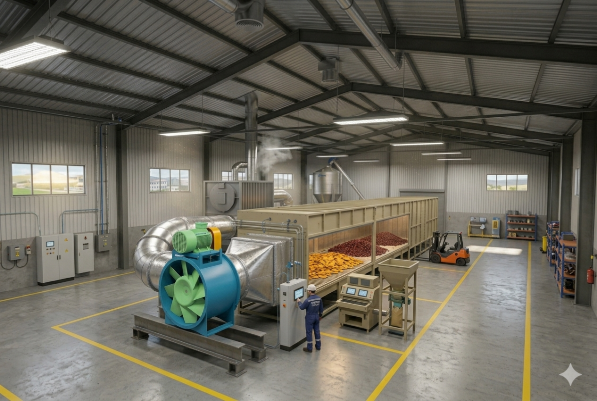 Quạt hướng trục gián tiếp là quạt có kiểu truyền động đai hoặc khớp nối