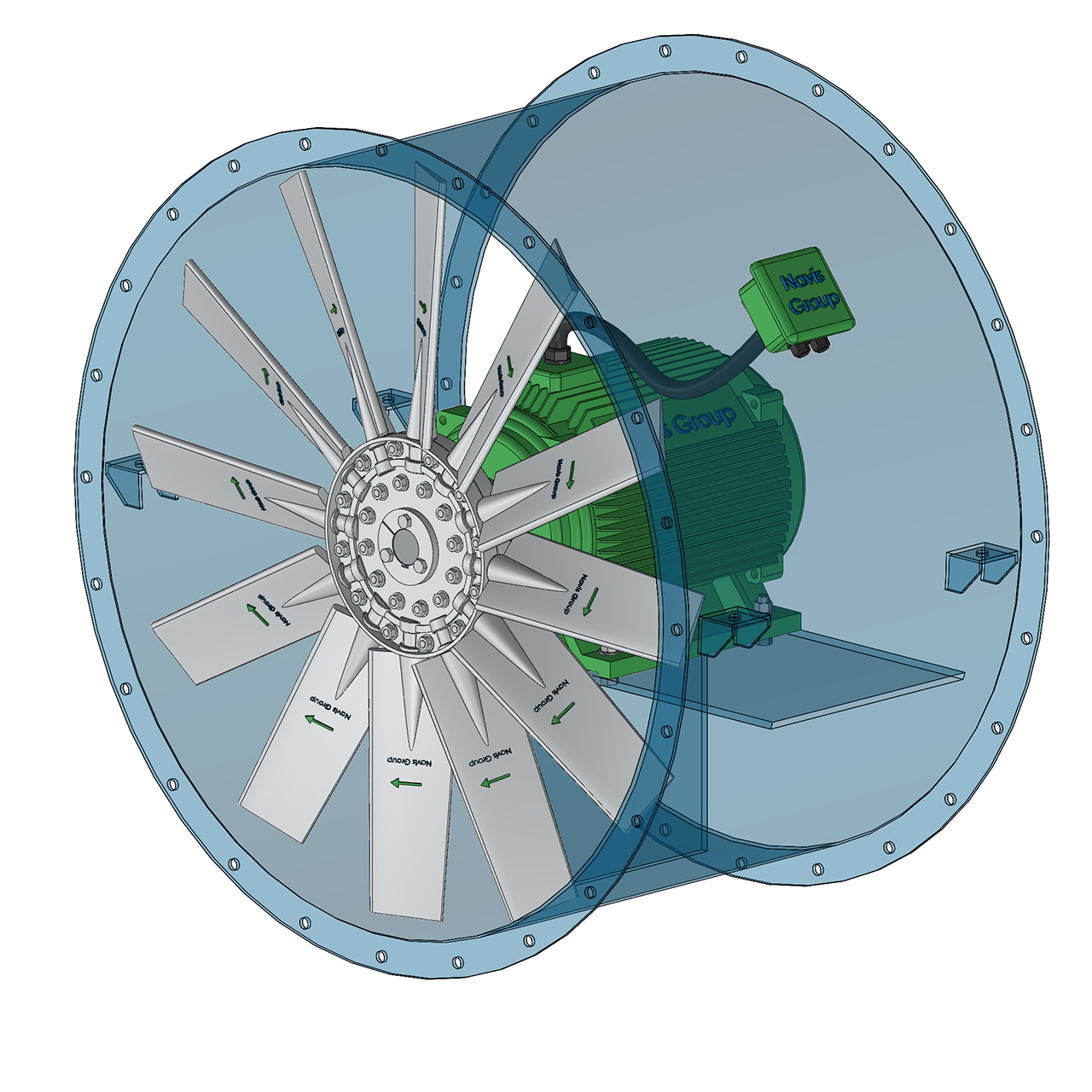 Quạt hướng trục trực tiếp với cánh quạt bằng hợp kim nhôm đúc