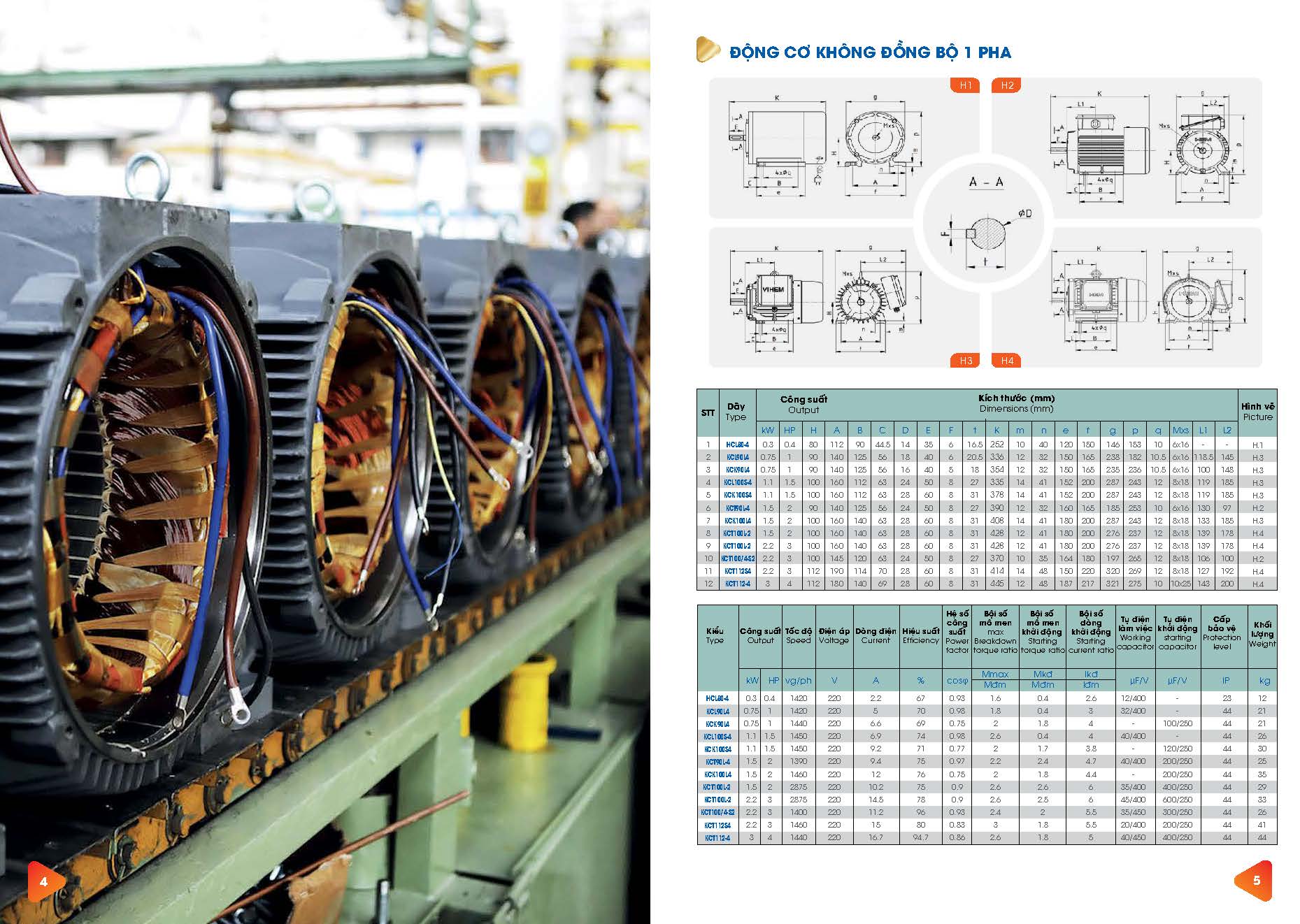 Catalog động cơ điện 1 pha