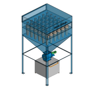 Cấu tạo Cyclone chùm gồm các cyclone thành phần, các cyclone này có cánh hướng dòng, đường kích từ 150 đến 250 mm