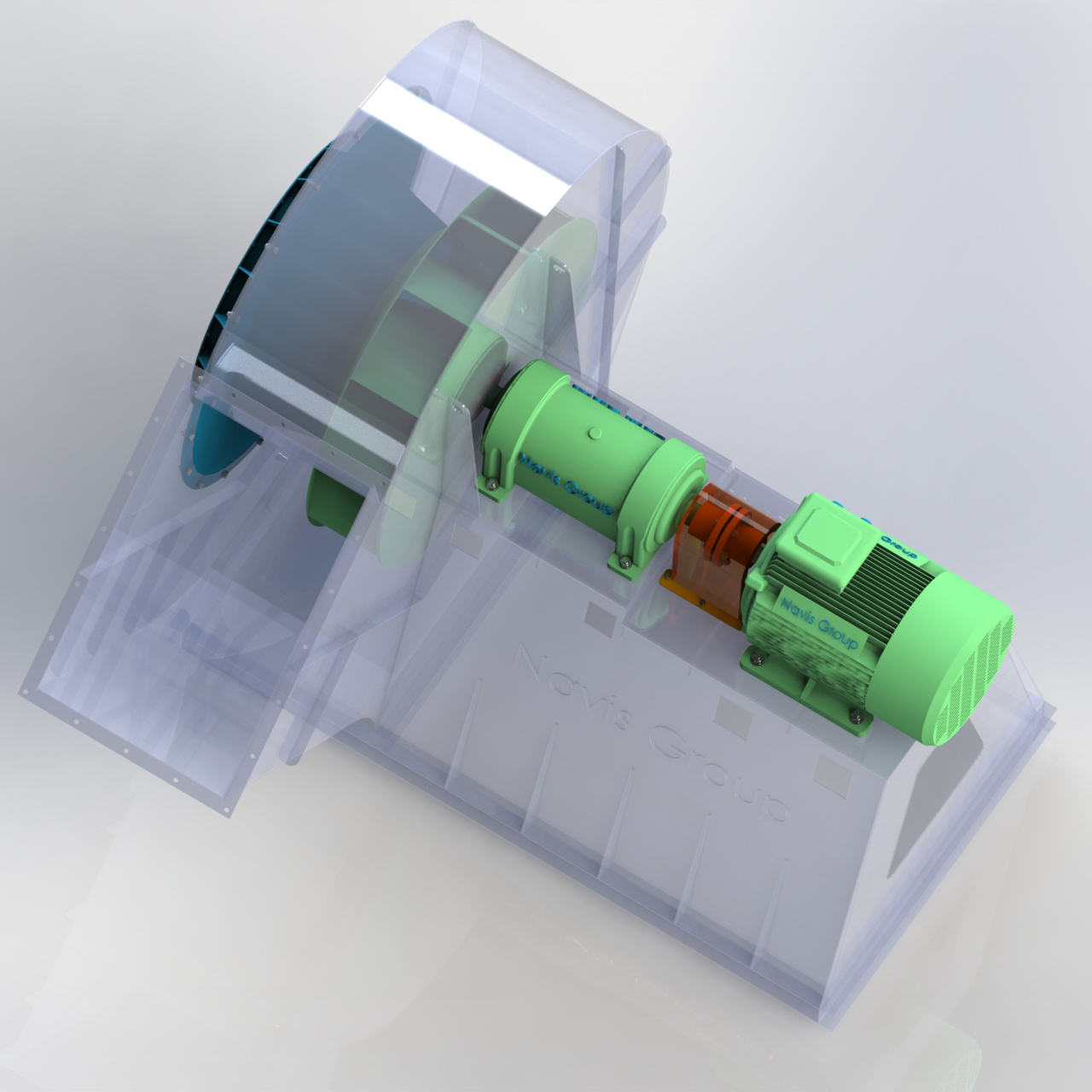 Cấu tạo quạt ly tâm hút bụi NC-BC-C sử dụng cánh cong về phía sau giúp tạo lực hút khỏe