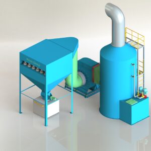 Hệ thống tách bụi Cyclone chùm kết hợp tháp đệm hấp thụ