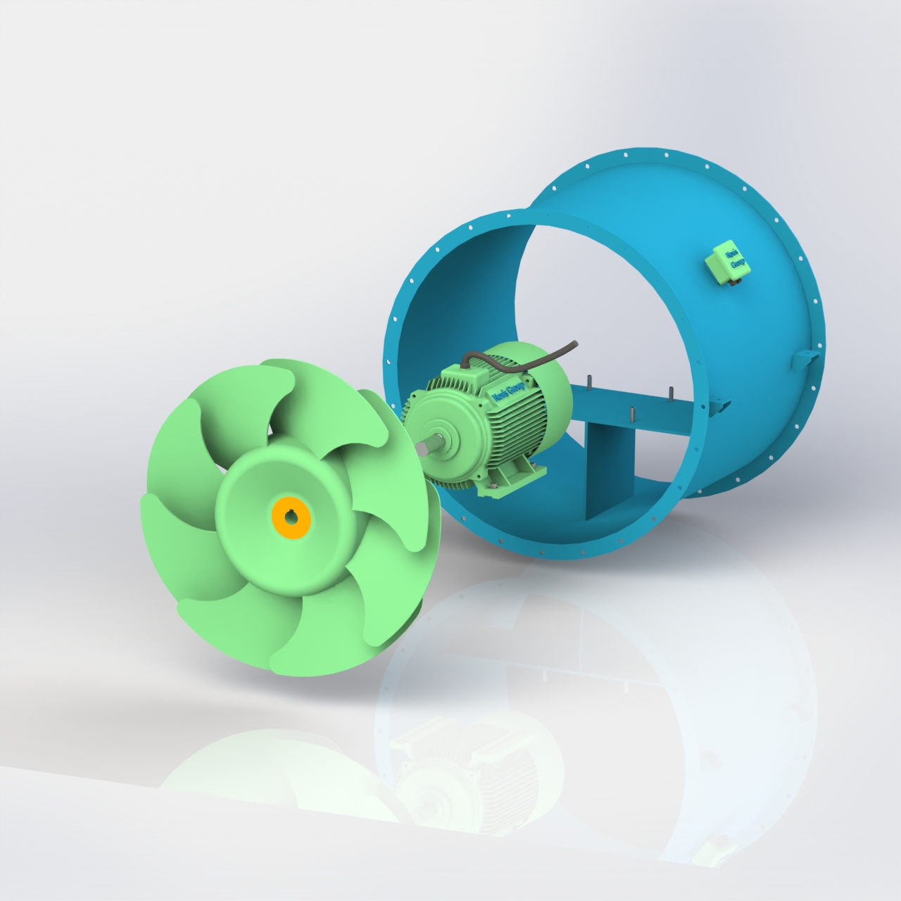 Quạt hướng tăng áp trục hút khói là dòng quạt có áp suất cao, truyền động trực tiếp