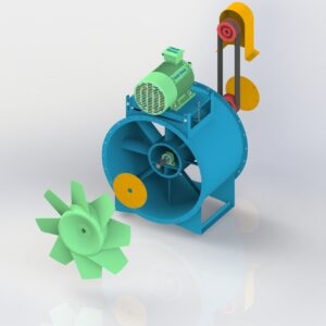 Quạt hướng trục chịu nhiệt, truyền động đai giúp tách biệt động cơ khỏi dòng khí nóng