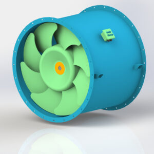 Quạt hướng trục tăng áp hút khói NAF-SE-D với cấu tạo cánh cong, xiên về phía trước tạo áp suất hút lớn