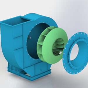 Quạt hút khí thải là dòng quạt ly tâm trung áp, truyền động trực tiếp, cấu tạo cánh cong về phía sau BC