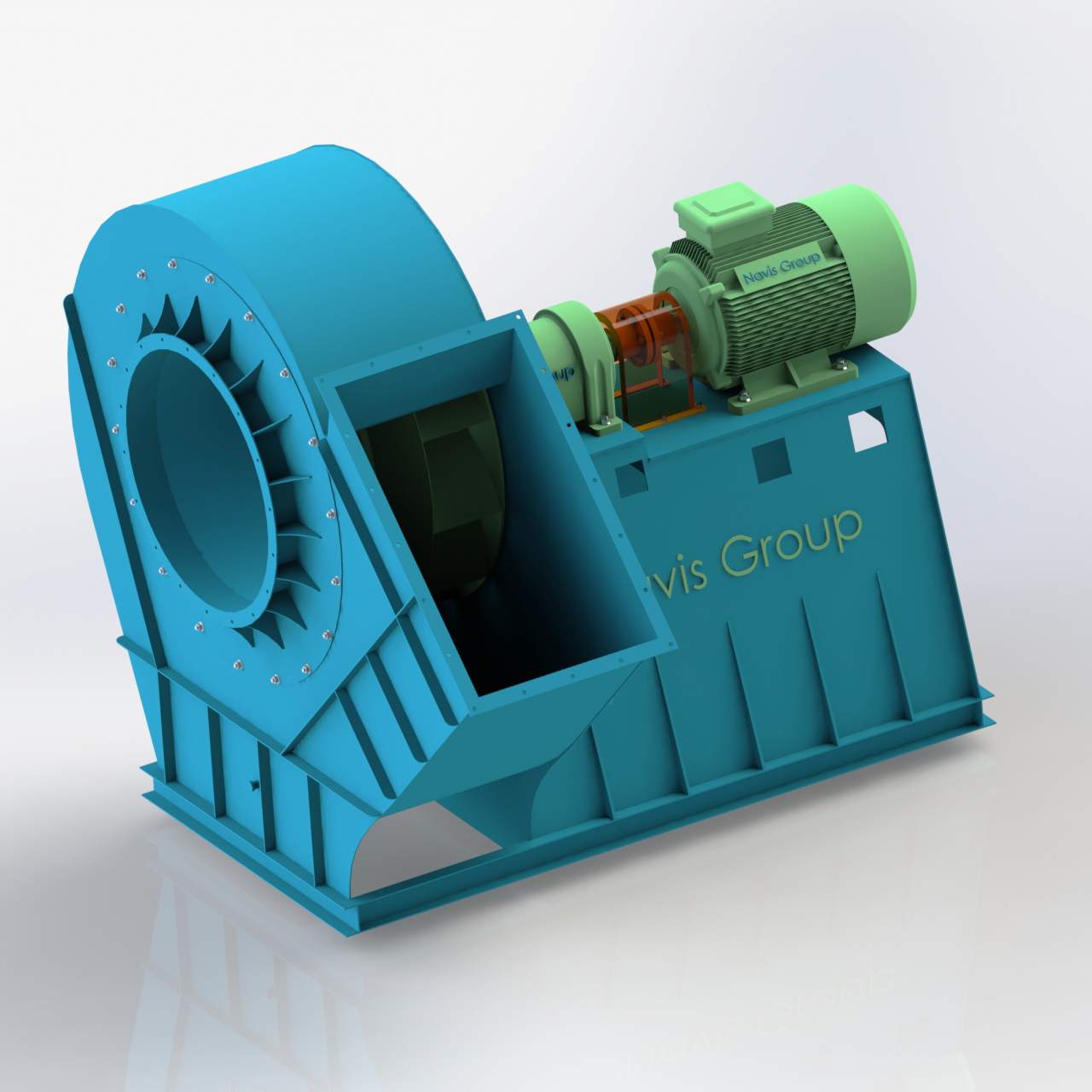 Quạt ly tâm hút bụi thuộc dòng quạt trung áp hoặc cao áp, truyền động qua khớp nối