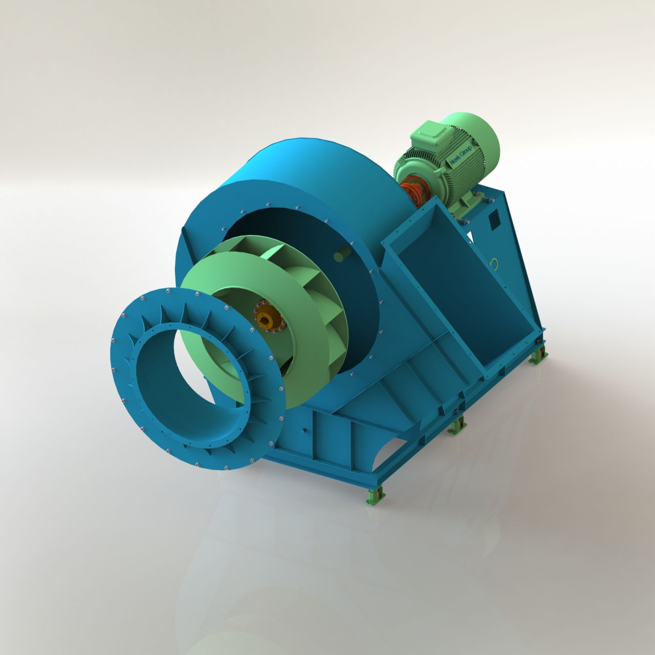 Quạt ly tâm hút bụi thuộc dòng quạt trung áp, truyền động khớp nối