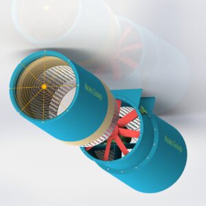 Quạt phản lực hướng trục với cấu tạo cánh hướng trục chắc chắn, có tiêu âm hai đầu quạt